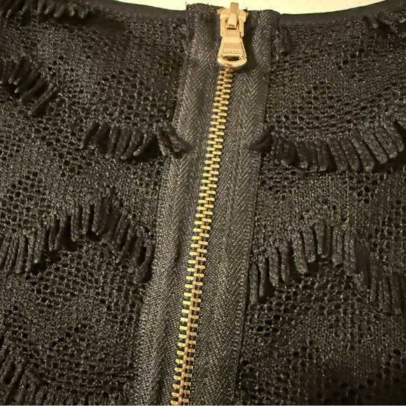 Guess Black Gatsby Lacey Fringe Bodycon Mini Dress with Scalloped Hem - Picture 4 of 11